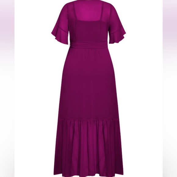 NEW City Chic flutter sleeve wrap maxi dress 16W - Picture 6 of 10